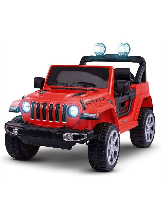 ALBADER Electric Car Jeep Design, Hummer Car For Kids With Music, Sound & Light Efficts, Electric Kids Ride on Car to Drive With Remote Control, 3 Speeds, Key operated, Suitable for 2-7 Years - Image 1